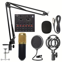 BM800 V8 Sound Card Full Set Podcast Equipment Bundle with BM800 Podcast Microphone and V8 Sound Card for Recording Singing