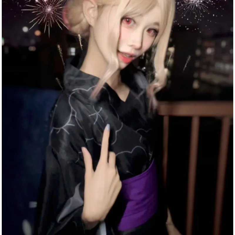마이 드레스업 달링 키타가와 마린 코스프레 의상 일본 여름 기모노 풀세트 전통 유카타 헤어 액세서리 포함