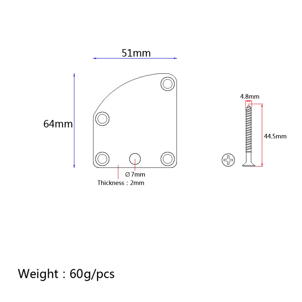 

Triangle 5 Holes Electric Guitar Neck Strength Plate Bass Guitar Neck Connecting Joint Plate Silver High Grade Metal Replacement