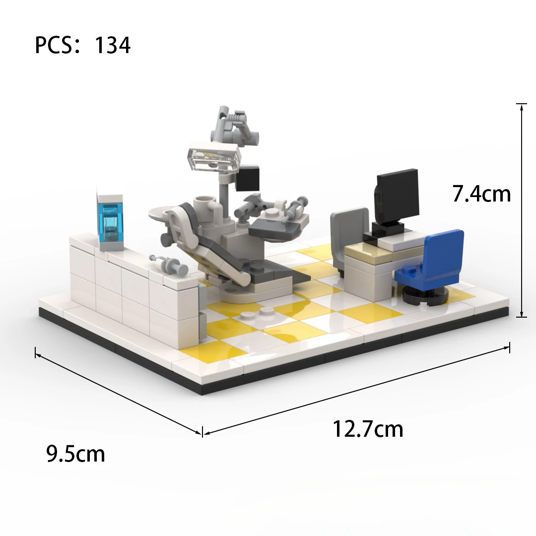 MOC Kleine Deeltje Bouwsteen Speelgoed Beeldje Woondecoratie Tandheelkundige Kliniek Scène Stad DIY Speelgoed Kinderen Liefde Collectie Bakstenen Speelgoed