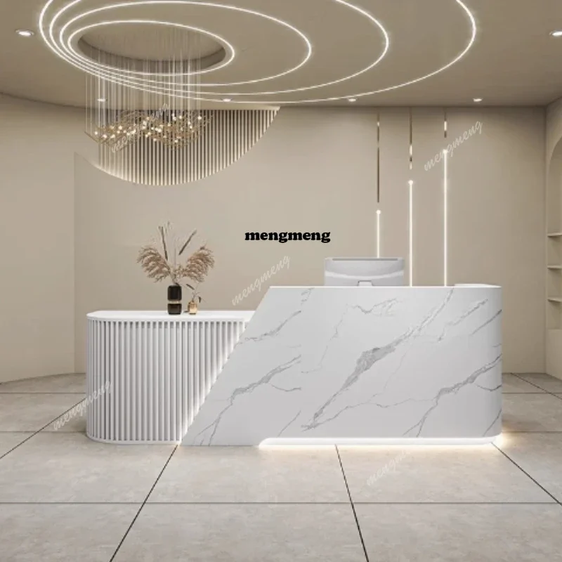 

Beauty Salon Reception Desks Counter Bar Front Lectern L- Shape Cashier Reception Center Office Schreibtisch Furniture Counter