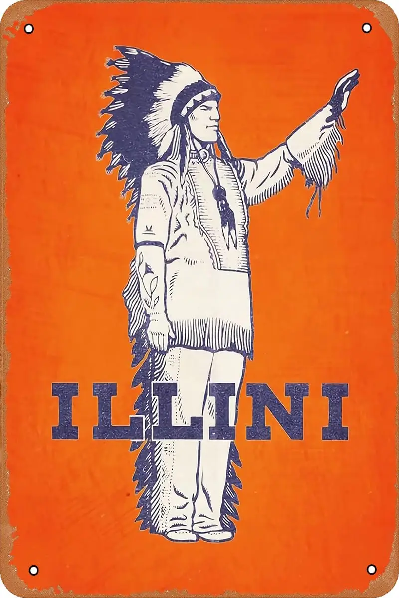 1966 Fighting Illini Poster Vintage Look Metal Sign for Cafe Bar Man Cave Office Home Wall Art Decor Gift Retro Tin Sig