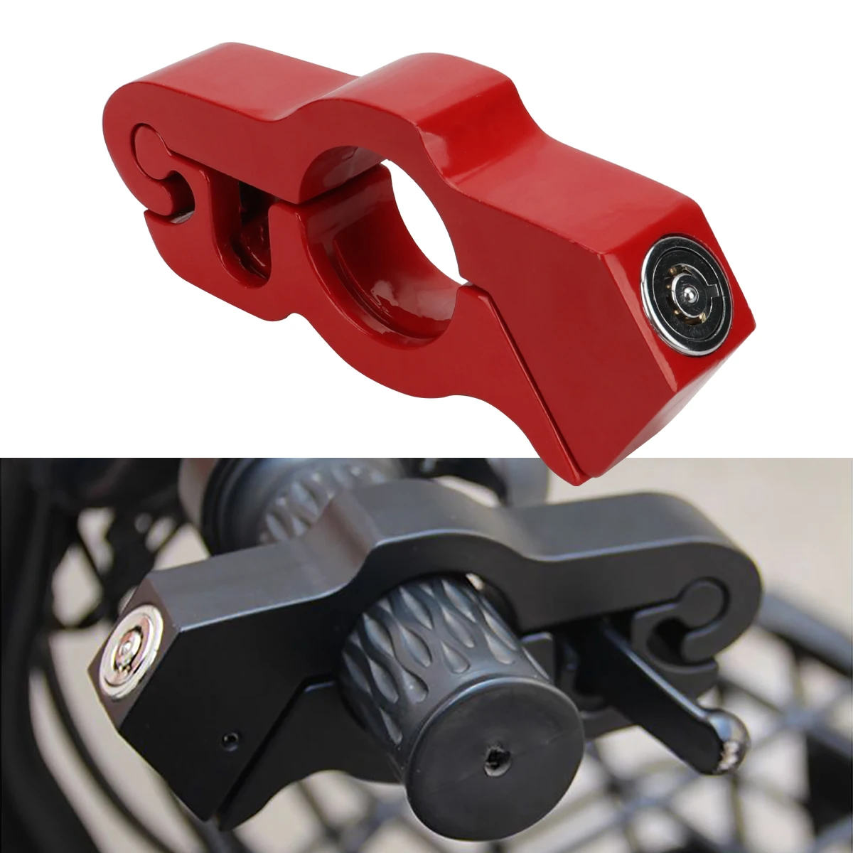 1pc Motorcycle Handlebar Lock Handlebar Brake Handle Solid Lock Imitating Steal Lock Pull Rod ATV Dirt Street Bikes Anti Theft