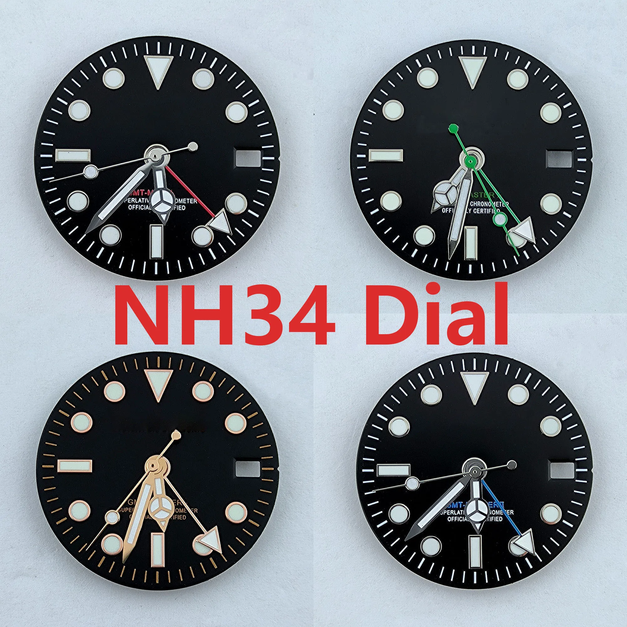 

28.5mm Watch Dial NH34 dial Custom logo dial Green luminous suitable for NH Series movements watch accessories repair tool