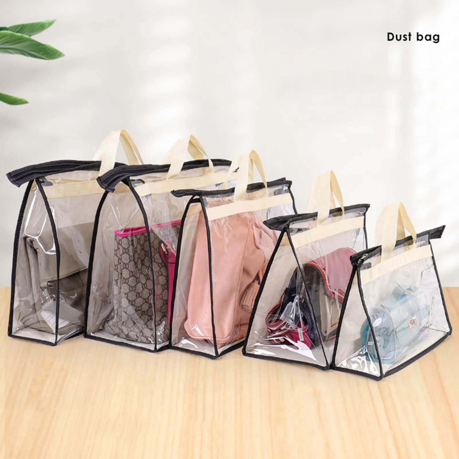 Transparent Dust Bags Closet Hanging Purse Storage Organizer Handbag Cover with Zipper Household Dust-proof Storage Pouch