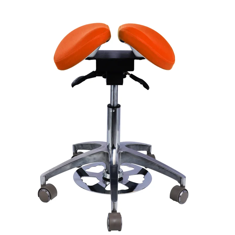 Hospital Dental Assistant Saddle Stool With Foot Pedal Aluminium Alloy Base With Foot Pedal Dentist Stool
