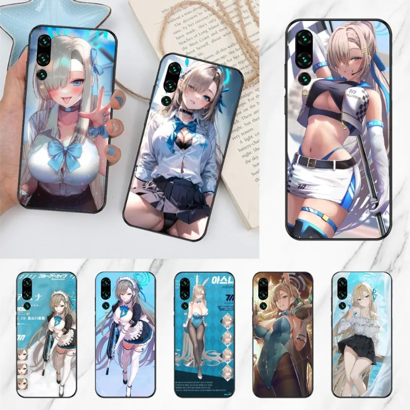 Blue Archive Asuna Smart Phone Case for Huawei P50 P40 P30 Pro Lite P Smart 2021 2019 Magic 3 Black Soft Phone Cover Funda