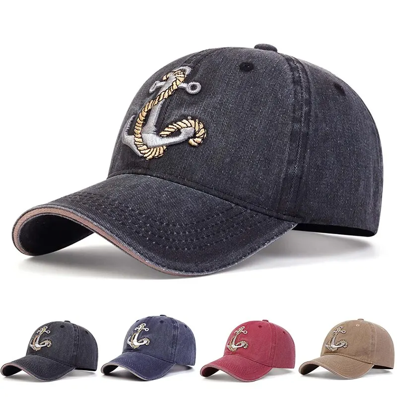 Pirate Hook Embroidery Wash Baseball Caps Spring and Autumn Outdoor Adjustable Casual Hats Sunscreen Hat