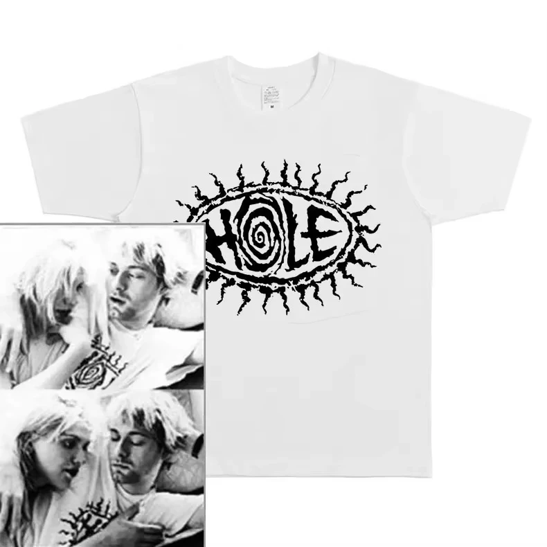 Alternative Grunge Rock Band Hole Courteny Love Print Kurt Cobain Same Style T-shirt Men Women  Summer New Tee