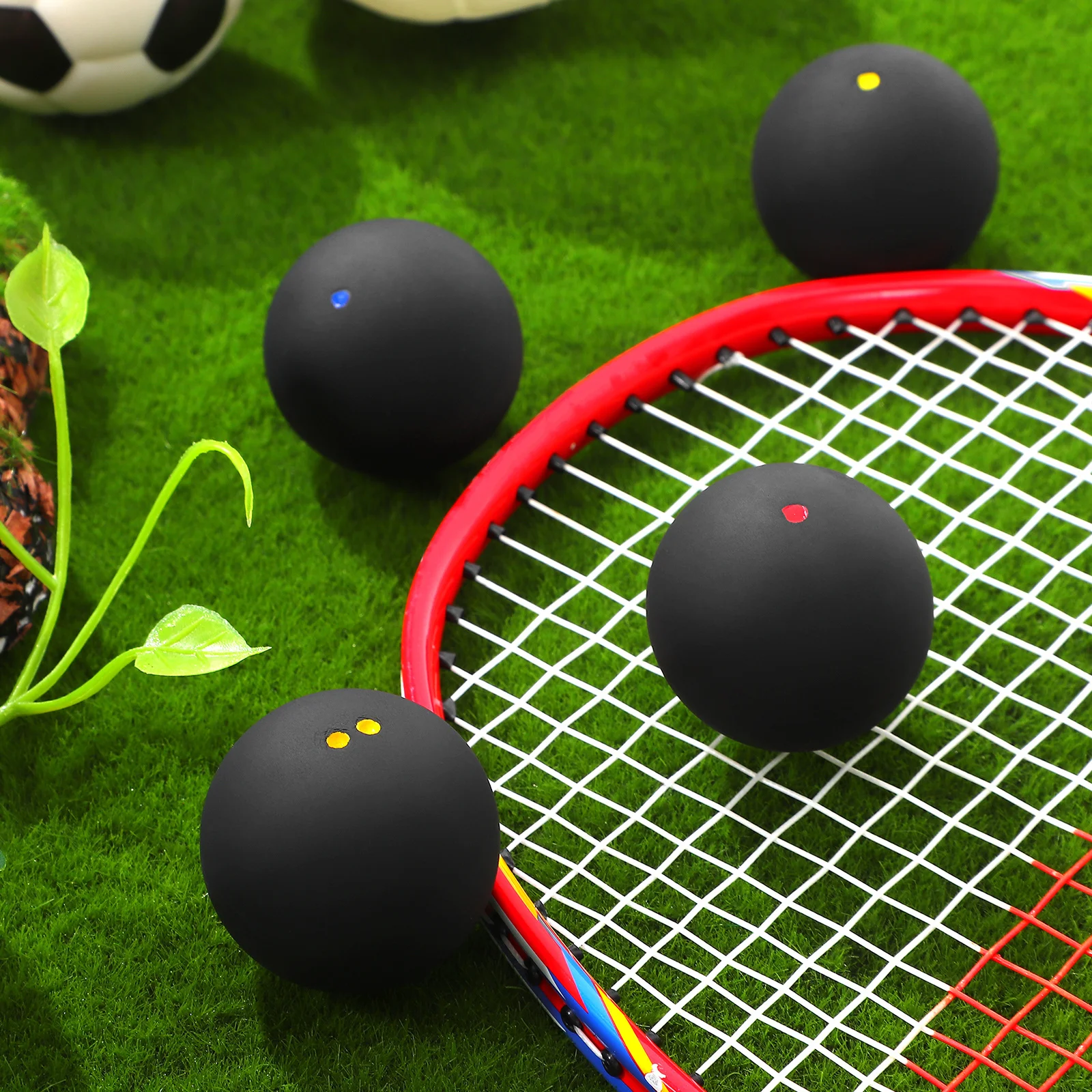 4 قطع من كرات الاسكواش مفردة لسرعة رد الفعل السريع والتنسيق بين اليد والعين، أداء رياضي معزز في تنافسي