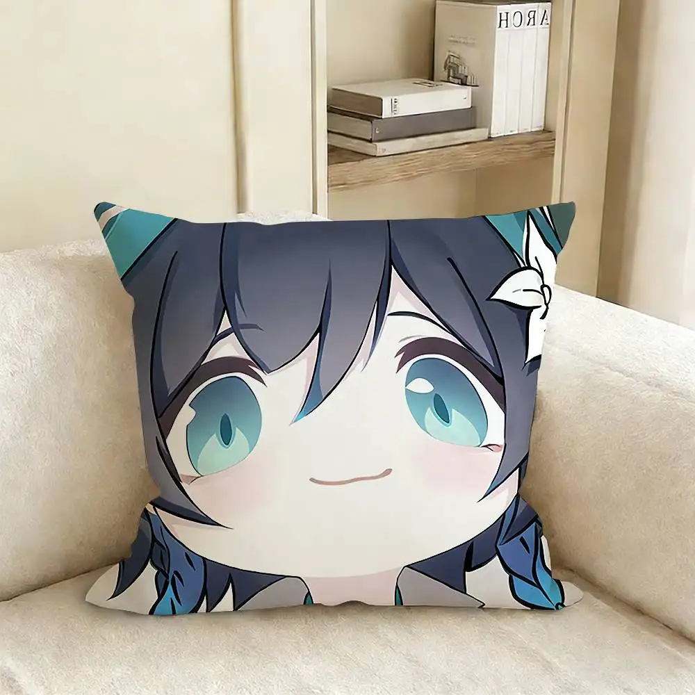 Super Popular Game Anime G-Genshin I-Impact Pillow Cover Sofa Cushion Cover Home Room Decoration Children Gift 6