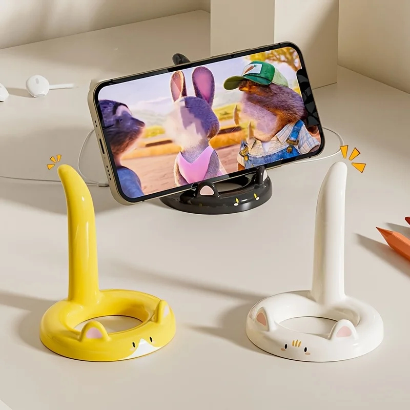 Cartoon Cute Cat Shaped Phone Holder Desktop Shelf Dormitory Desktop Decoration Desktop Shelf Portable Mobile Phone Stand