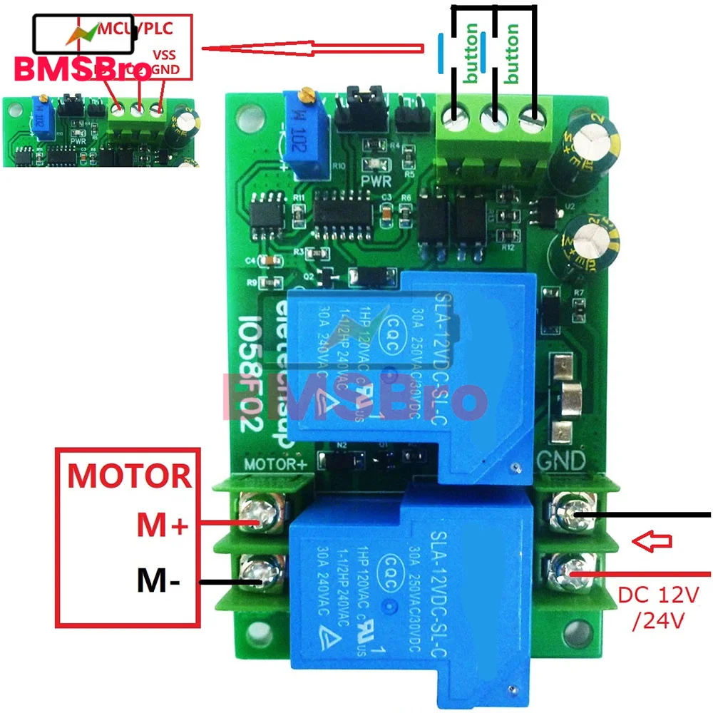 Forward Reverse Controller 10A 20A 30A DC 12V 24V Brushed Motor Overload Overcurrent Short Circuit Protector