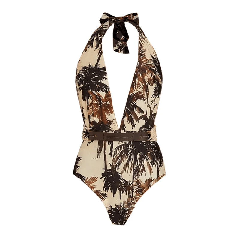 Flaxmaker ฤดูร้อนใหม่ Ruched Halter ชุดว่ายน้ํา One Piece ชุดว่ายน้ําผู้หญิงเซ็กซี่ Bathers ชุดว่ายน้ําว่ายน้ําชุดว่ายน้ําหญิง Beachwear