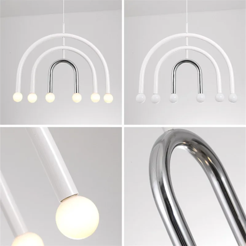 Lámpara de araña de arco iris italiano E14, luz de hierro colorida ajustable, creativa, para comedor, sala de estar, dormitorio, cocina, mesa de