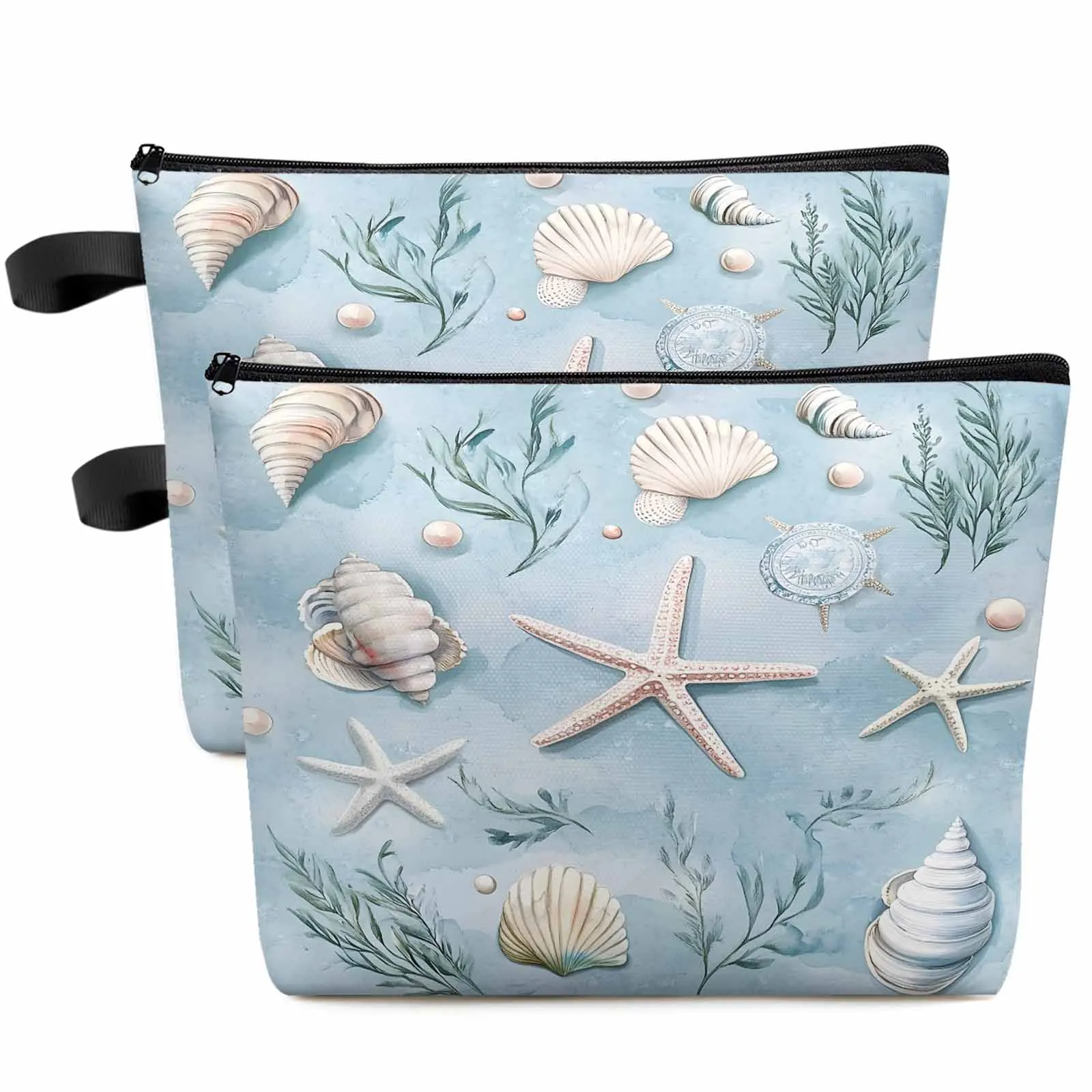 

Blue Ocean Starfish Large Capacity Travel Cosmetic Bag Portable Makeup Storage Pouch Women Waterproof Pencil Case