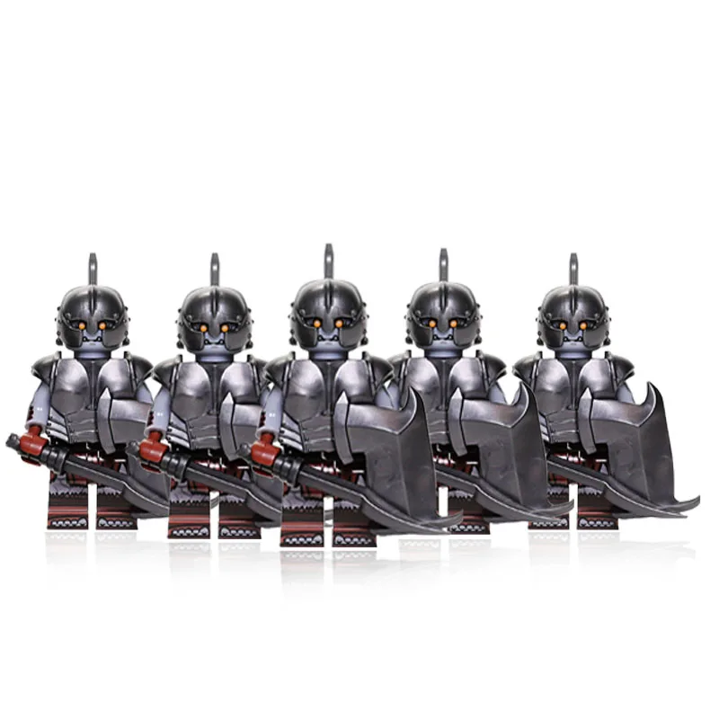 5pcs/set Movies Series Medieval Uruk-hai Orc Army Group Solider Orcus Figures Building Blocks Set Toys for Children Presents