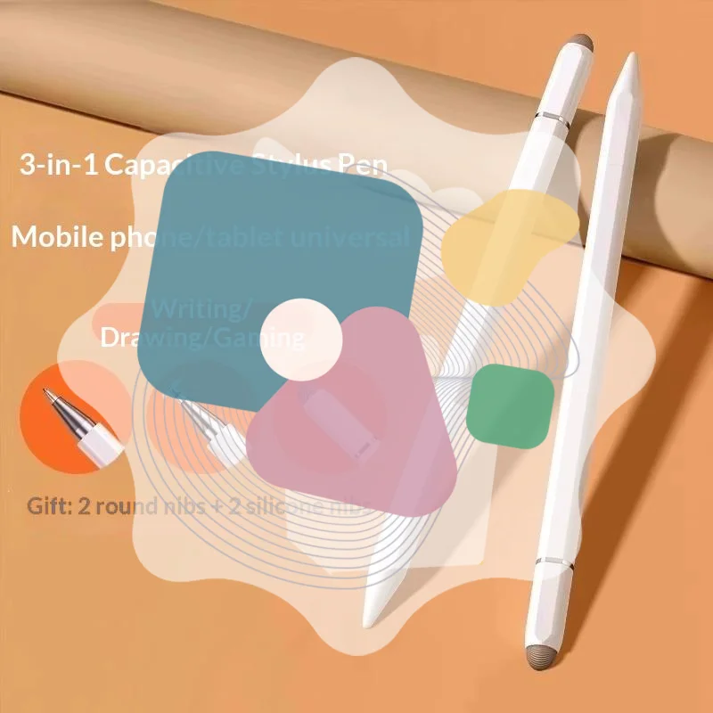 Universal 3 In 1 Capacitive Stylus Pen Magnetic Adsorption Touch Screen Pencil for Office Students Drawing Note Taking