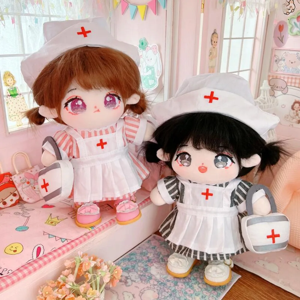 

Nurse Dress Set 20CM Cotton Doll Clothes Princess Shoes Outfit Stuffed Doll Plush Suit Mini Replacement Plush Toys Clothes