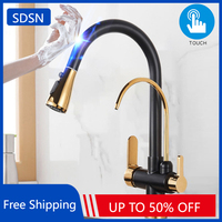 Touch Filter Kitchen Sink Faucet Quality Brass Hot Cold Pull Out Kitchen Sink Mixer Tap 3 Ways Touch on Kitchen Filter Faucets