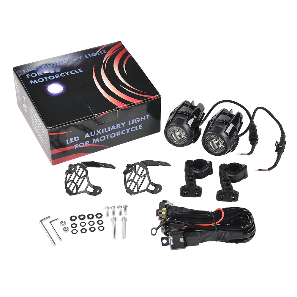 

highlight LED Fog Light Kits Motorcycle Auxiliary Spot Lamps with Wiring Harness For BMW R1200GS F800GS F650 F700 Driving Light