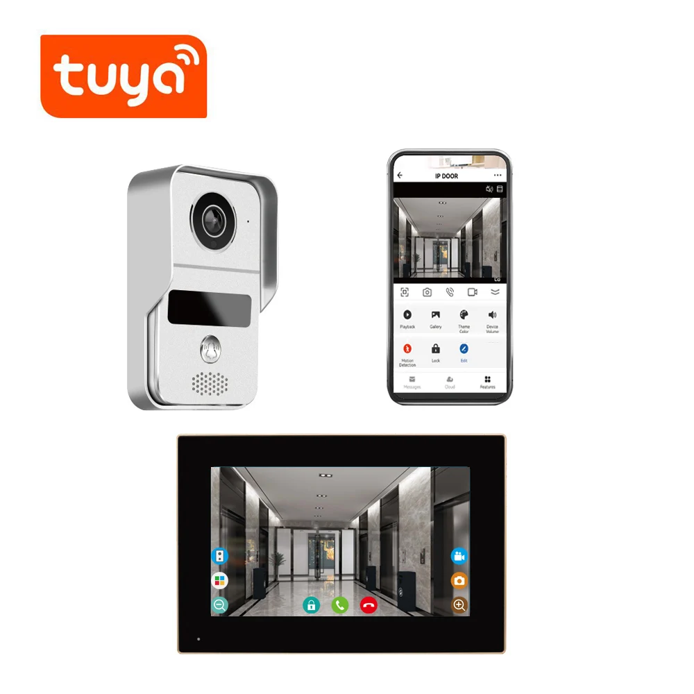 

7 Inch IPS Screen Wired AHD Camera WIFI IP Doorbell Tuya APP Remote Control Video Door Phone Visual Door Viewer Intercom Chime