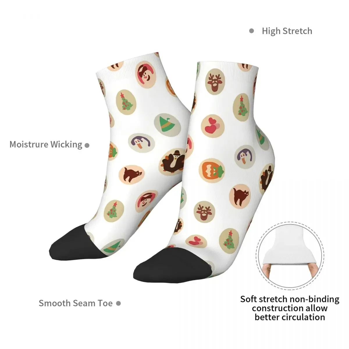 Holiday Cookies Cookie Ankle Socks Male Mens Women Winter Stockings Harajuku