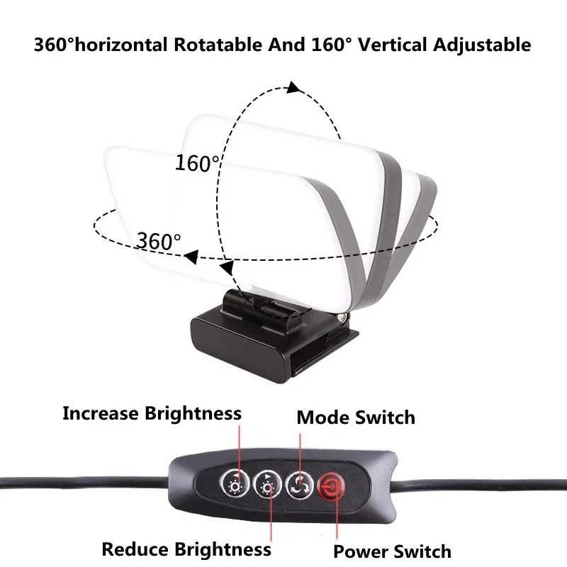 Lampada LED Per Videochiamate E Vlog – 120 Perle, 3000-6500K, USB, Clip Regolabile Per Laptop E Smartphone, 360° Rotazione