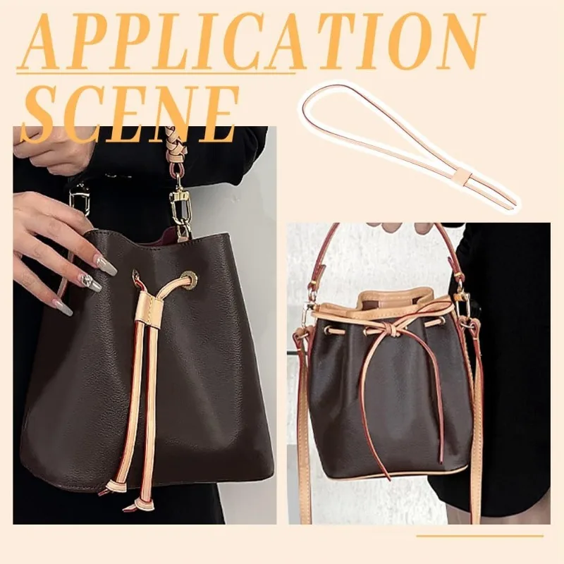 1Set Genuine Leather Drawstring Strap for Noe Bucket Bag 36.2 Inch Detachable Purse Pull String Strap Replacement DIY Crochet