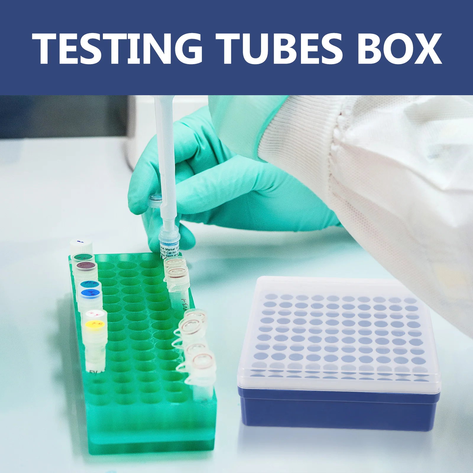 Test Tubes Box Reusable 100 Holes Laboratory Storage Organizer Tube Holder Sample Tube Case Test Tubes Box