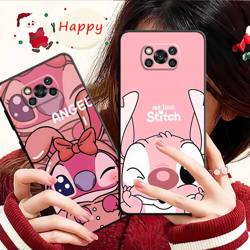 Phone Case For Xiaomi Poco X3 NFC F5 Mi 11T for Huawei P30 P40 for Honor X8a X8 90 for Pixel 7 Pro Disney Cute Stitch Love Angel