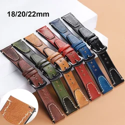 Vintage Cowhide Strap 18mm 20mm 22mm Watchband Universal Replacement Belt Stainless Steel Buckle Bracelet Watches Accessories