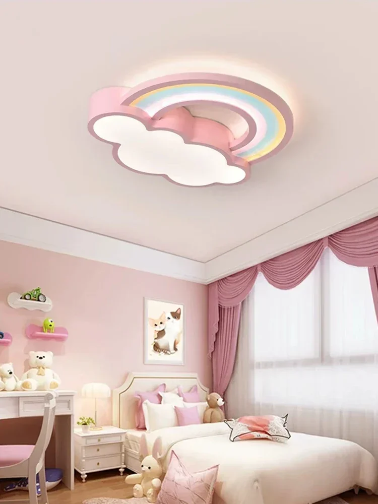 

Children's Room Ceiling Lamp Cartoon Rainbow Clouds Simple And Warm Boys And Girls Bedroom Princess Room Light Fixtures