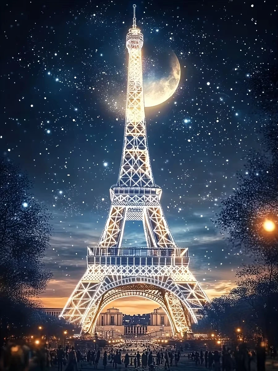 Diamant-Malerei Eiffelturm DIY Stickerei Landschafts-Bastelset Bild mit Strasssteinen Kreuzstich Mosaik Heimdekoration Geschenk