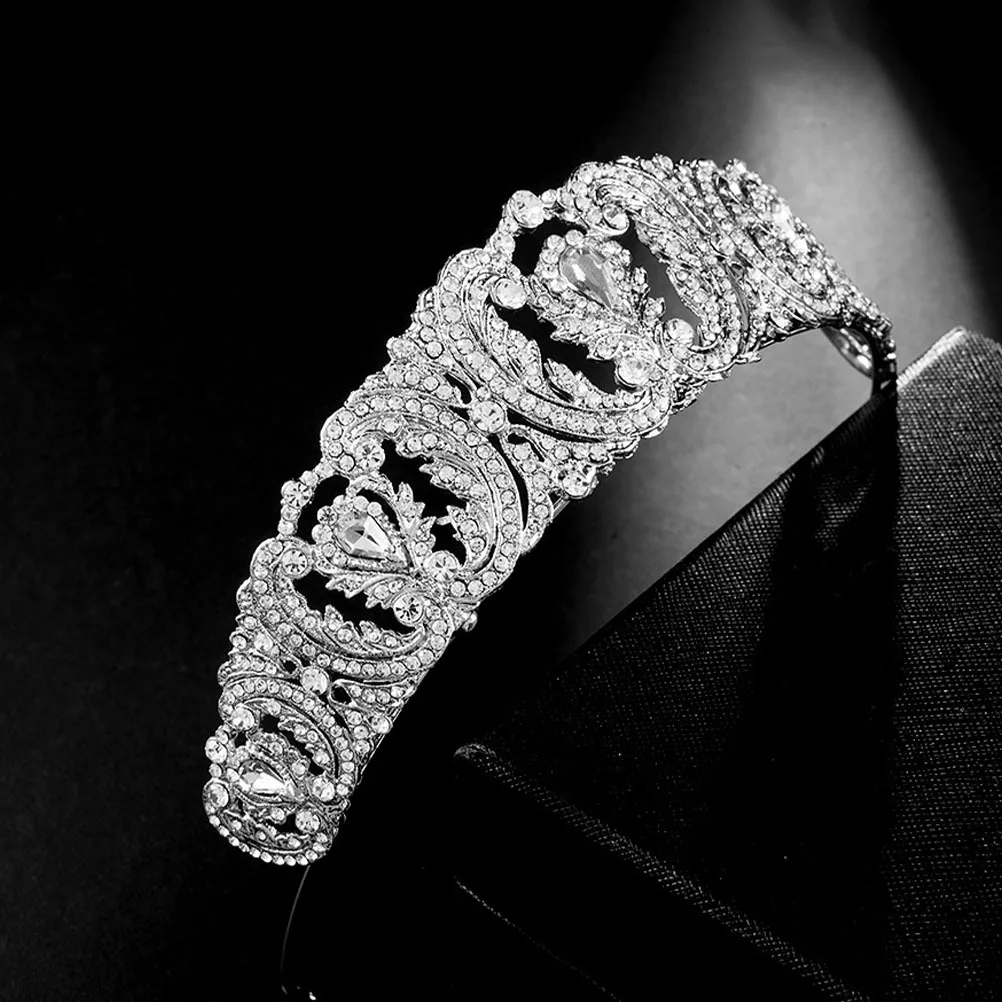 عقال للرأس على شكل تاج الزفاف الفاخرة كريستال حجر الراين إكسسوار الزفاف للعروس وصيفة الشرف حفلة موسيقية مهرجان تأثيري عطلة الذكرى #1