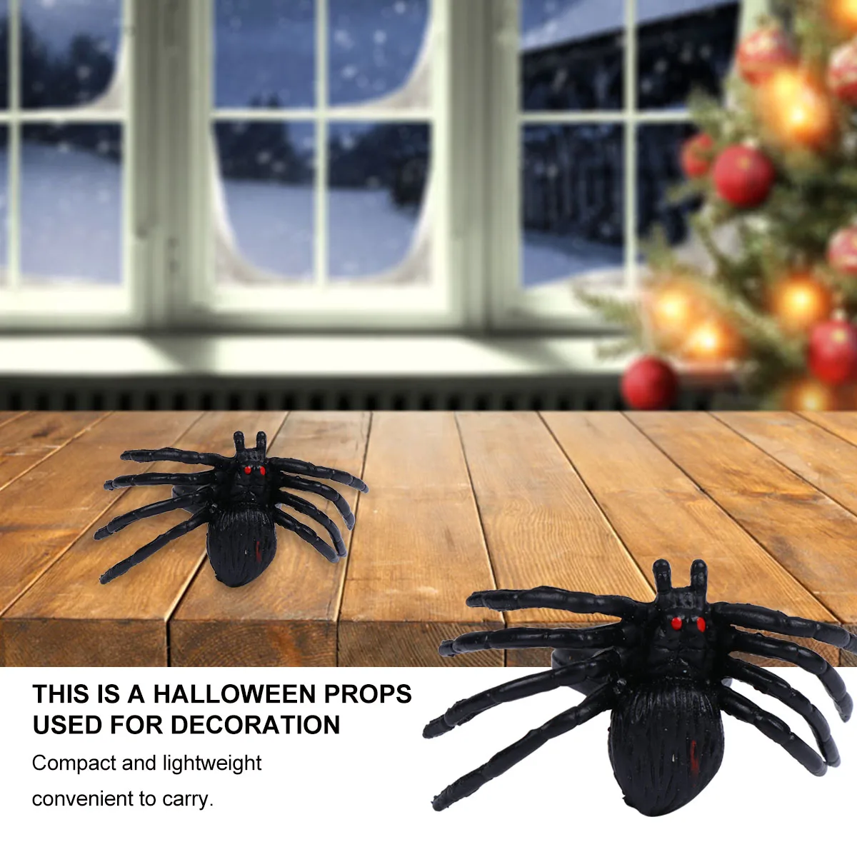 20 ชิ้นมินิแมงมุมแหวนสีดําฮาโลวีนปาร์ตี้โปรดปรานอุปกรณ์พลาสติกตกแต่ง