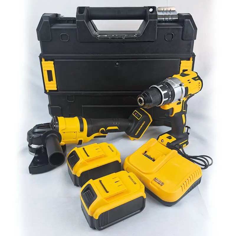 

Industrial Cordless 2 in 1 with 2 Battery Practical Jobsite Industrial Work Tool Set Power Drill Angle Grinder Power Tool Se