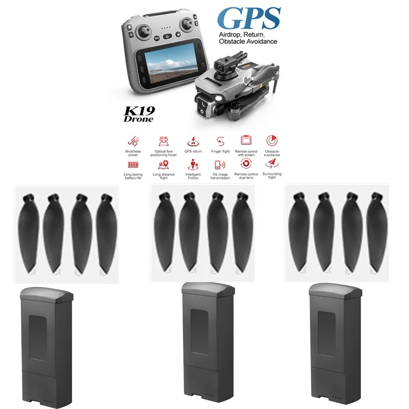 

3.7V 2200MAH Battery For K19MAX Drone Battery Propeller K19 Screen Drone Battery Blades K19 MAX Dron Battery K19 Drone Battery
