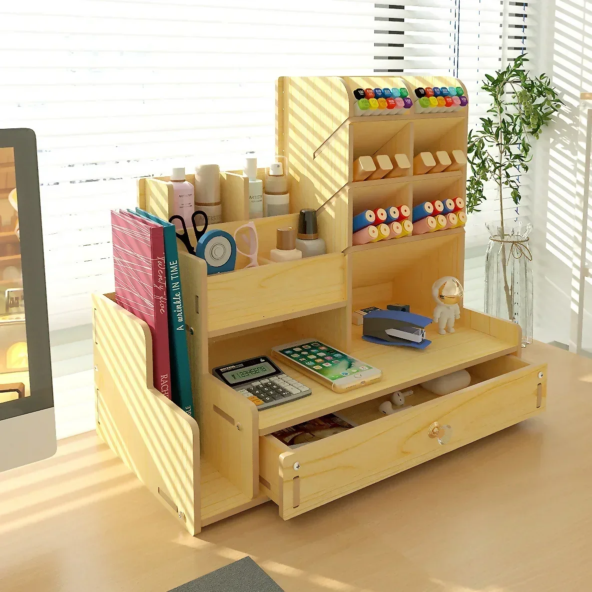 Grande boîte de rangement de cosmétiques, bureau MELLarge, porte-stylo, accessoires de papeterie pour filles, étagères d'organisation