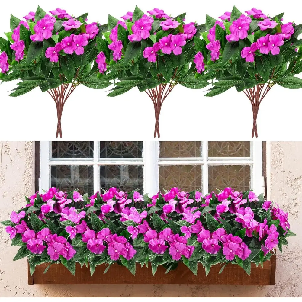 

10 искусственных букетов импатиенс для использования в помещении и на улице, идеально подходят для украшения патио, газона, сада, свадеб и декора ко Дню благодарения.