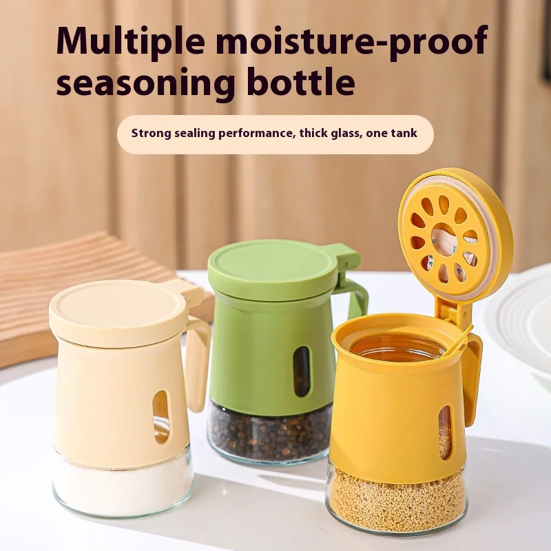 

Moisture Proof Spice Jars Glass Kitchen Supplies Storage Seasoning Jars Sets Sealing Salt Jars