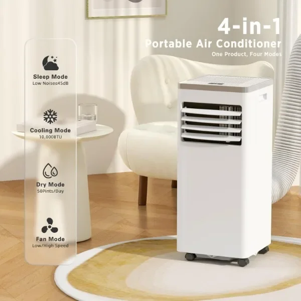 ZAFRO 10,000 BTU Portable Air Conditioners Cool Up to 450 Sq.Ft, 4 Modes Portable AC with Remote Control/LED Display