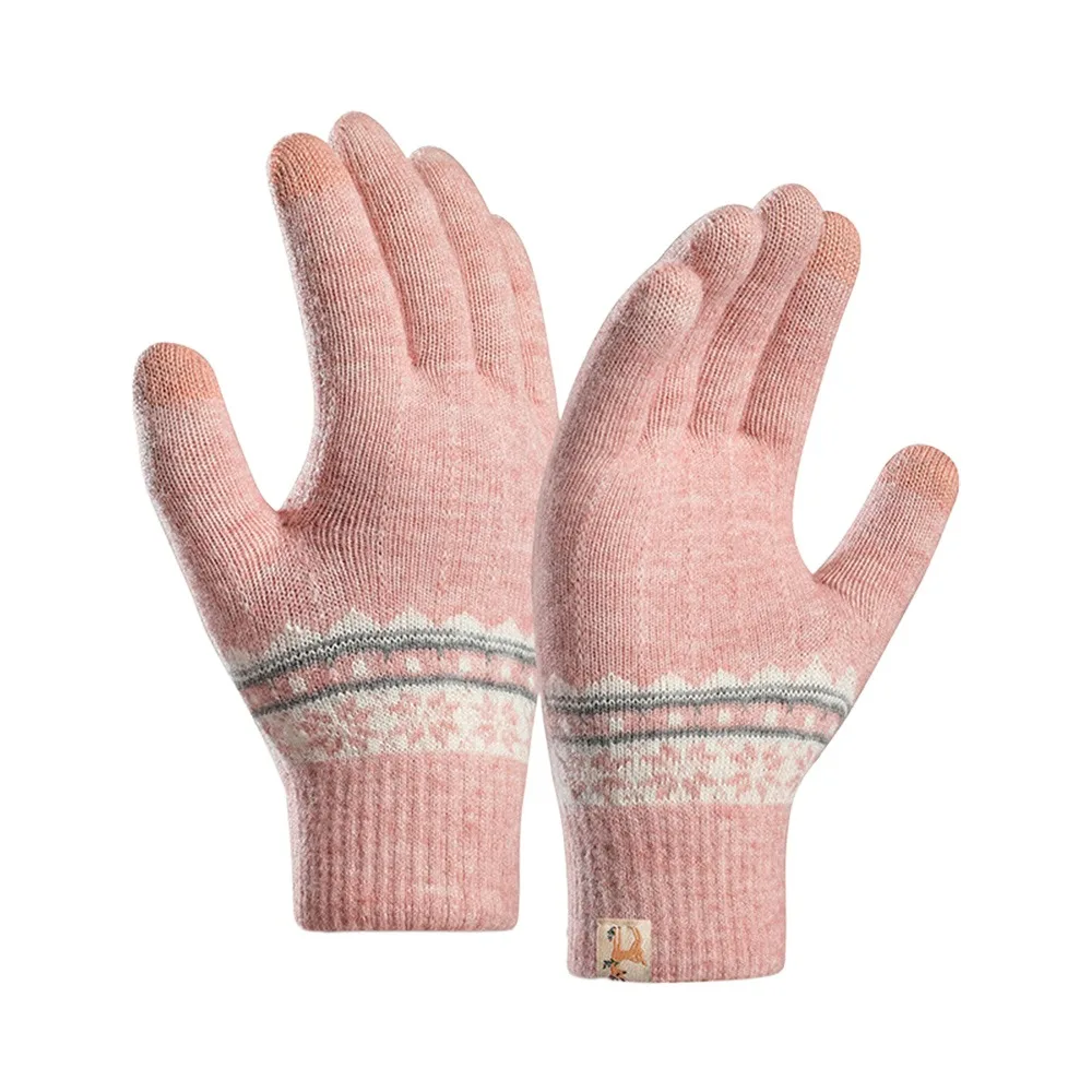 Fashion Warm Winter Knitted Gloves Thickened Windproof Wool Gloves Elastic Soft Touch Screen Gloves for Men Women