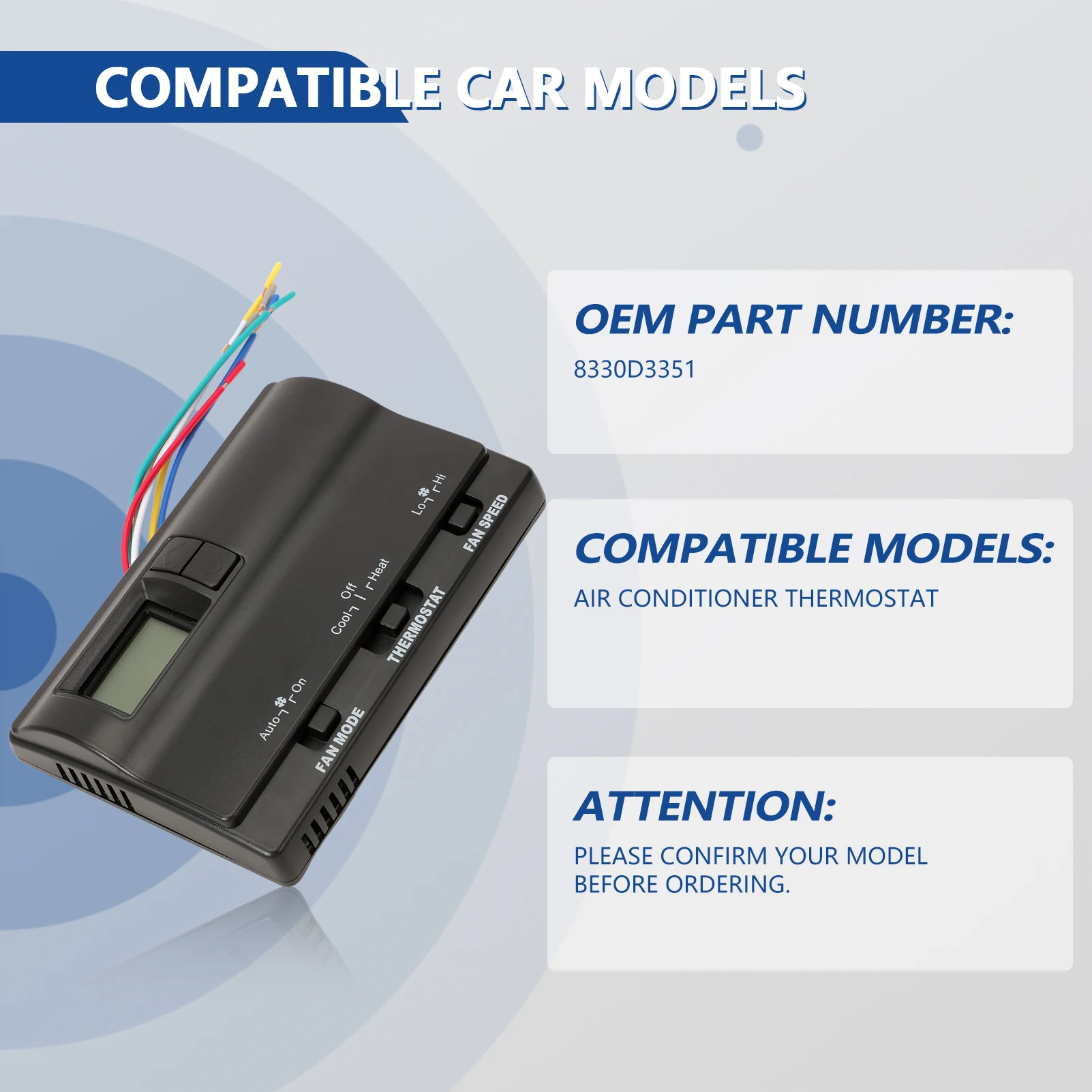 

RV Thermostat Replacement for Coleman 8330D3351, Digital Heat/Cool Wall-Mount Thermostat for Camper, Trailer, Motorhome