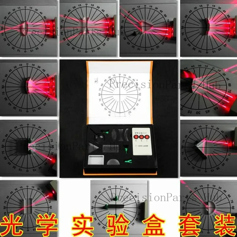 Box: Refraction Law of Three Line Parallel Source Laser Light Optical Experiment
