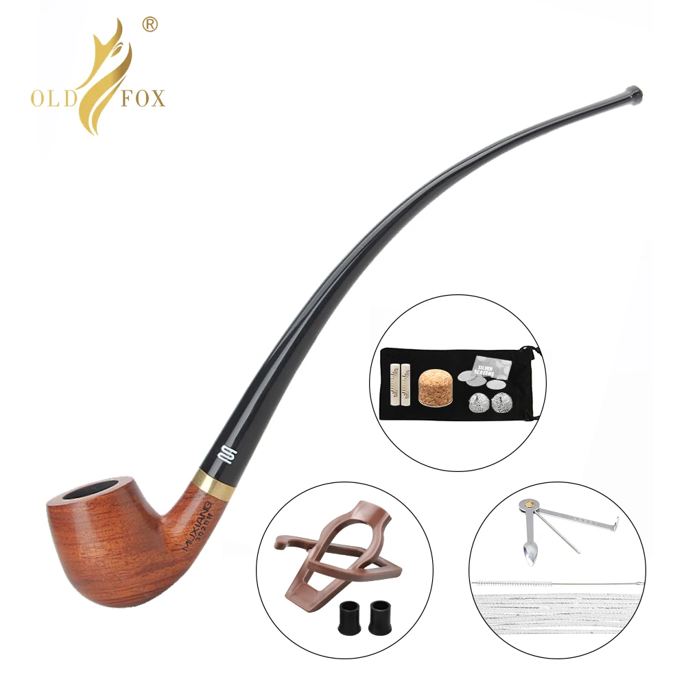 Old Fox Rosewood Reading Tobacco Pipe Set Long Acrylic Cigarette Holder Accessories Sandalwood Smoking Pipe With 10 Tools Kits