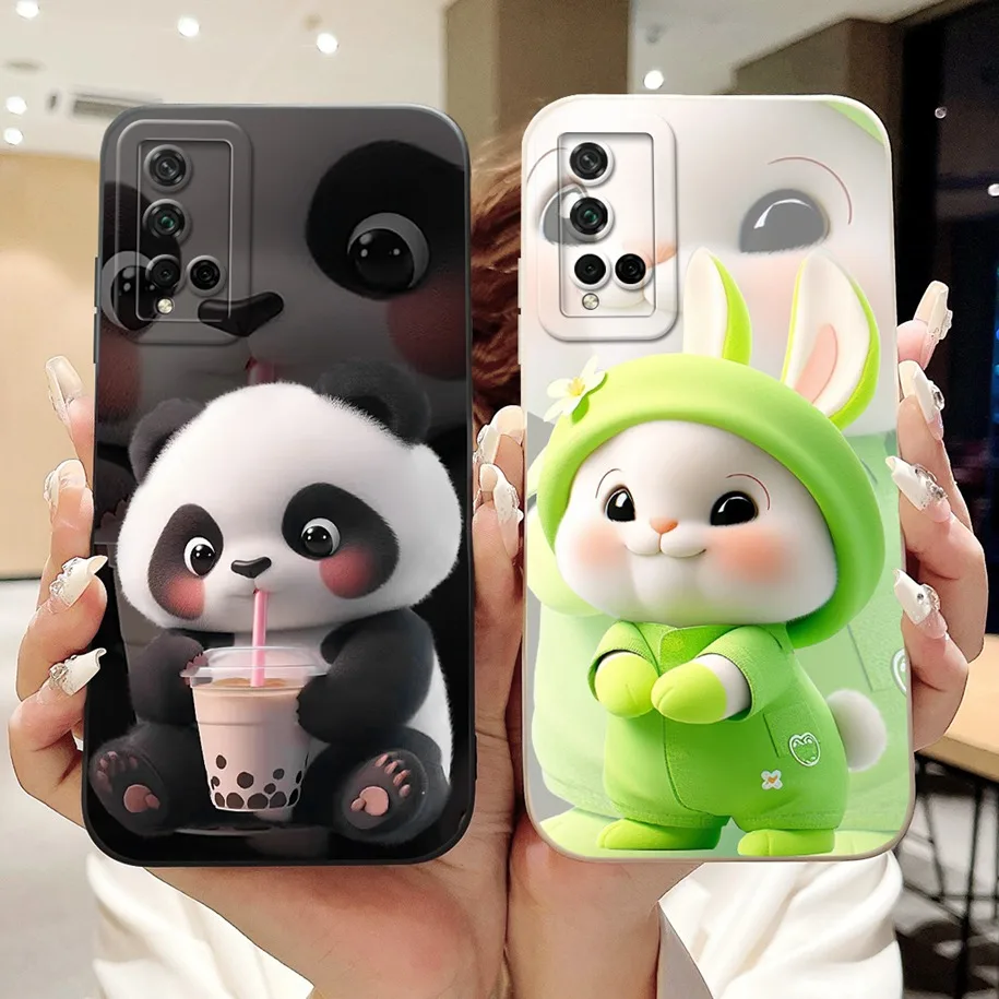 For Huawei Nova 5T Case YAL-L21 Cute Rabbit Panda Soft Liquid Silicone Shockproof Cover For Honor 20 Pro YAL-AL10 Honor20 Bumper