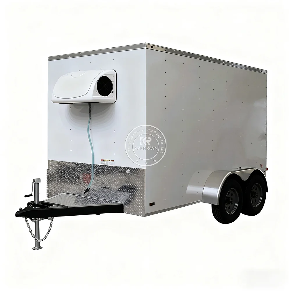 Mała, mobilna, australijska, standardowa, dostosowana do indywidualnych potrzeb, przyczepa chłodnicza do przechowywania żywności.