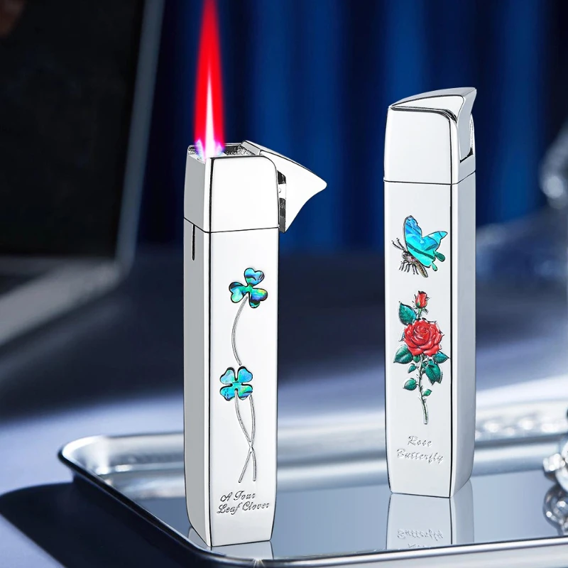 Small Long Strip Colored Shell Series Inflatable Lighter, Windproof and Straight-forward Red Flame Small and Exquisite Lighter