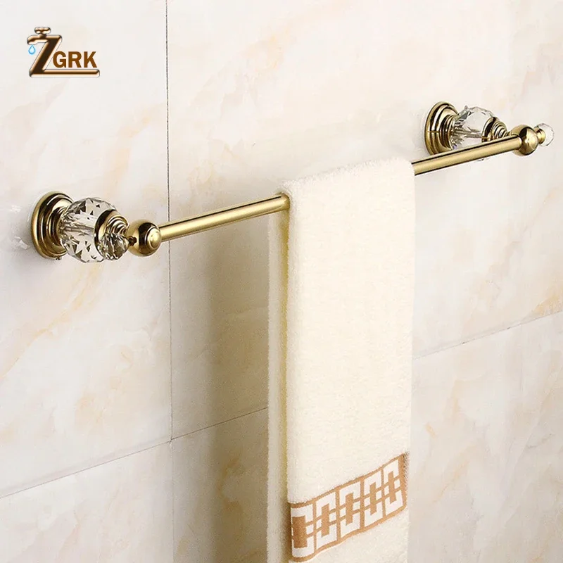 ZGRK Classical Bathroom Hardware Set Gold Polished Bath Accessories Wall-Mounted Towel Bar Paper Holder Towel Ring Soap Dish